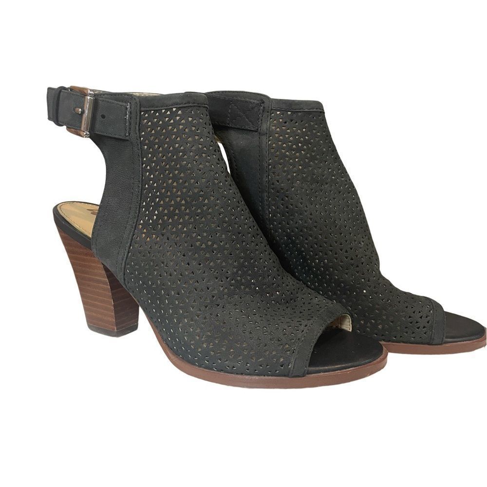 Sam Edelman Women’s Easton Black Suede Peep Toe Booties Sz 7M